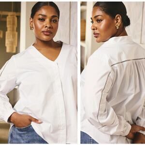 UNIVERSAL STANDARD Saint-Honore Poplin Blouse White Sz 18/20 NWT $178 {LL15}